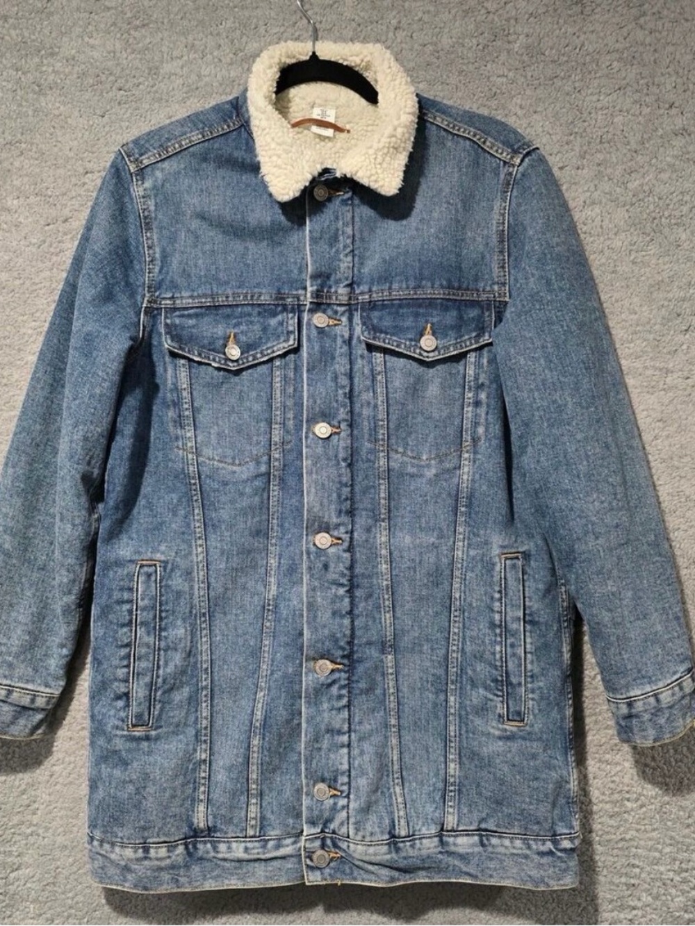 H&M Blue Denim Jacket with Cream Sherpa Lining